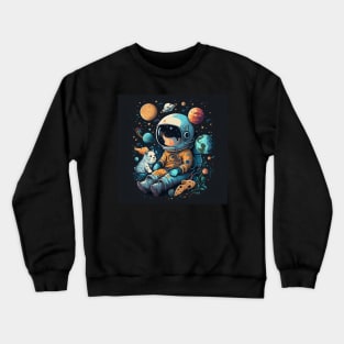 Astronaut boy with his pet Crewneck Sweatshirt